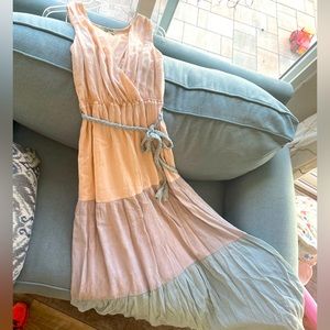 Pastel color block maxi dress